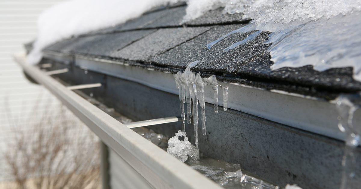 Ice on roof and gutters
